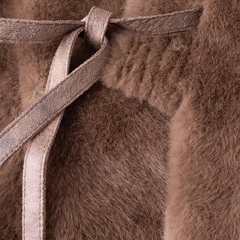 V Neck Faux fur Coat high quality
